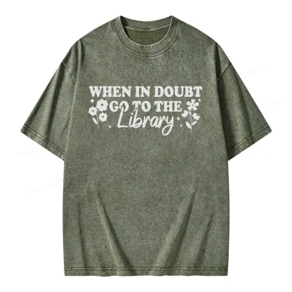 Pagewings When In Doubt Go To The Library Unisex Washed T-shirt