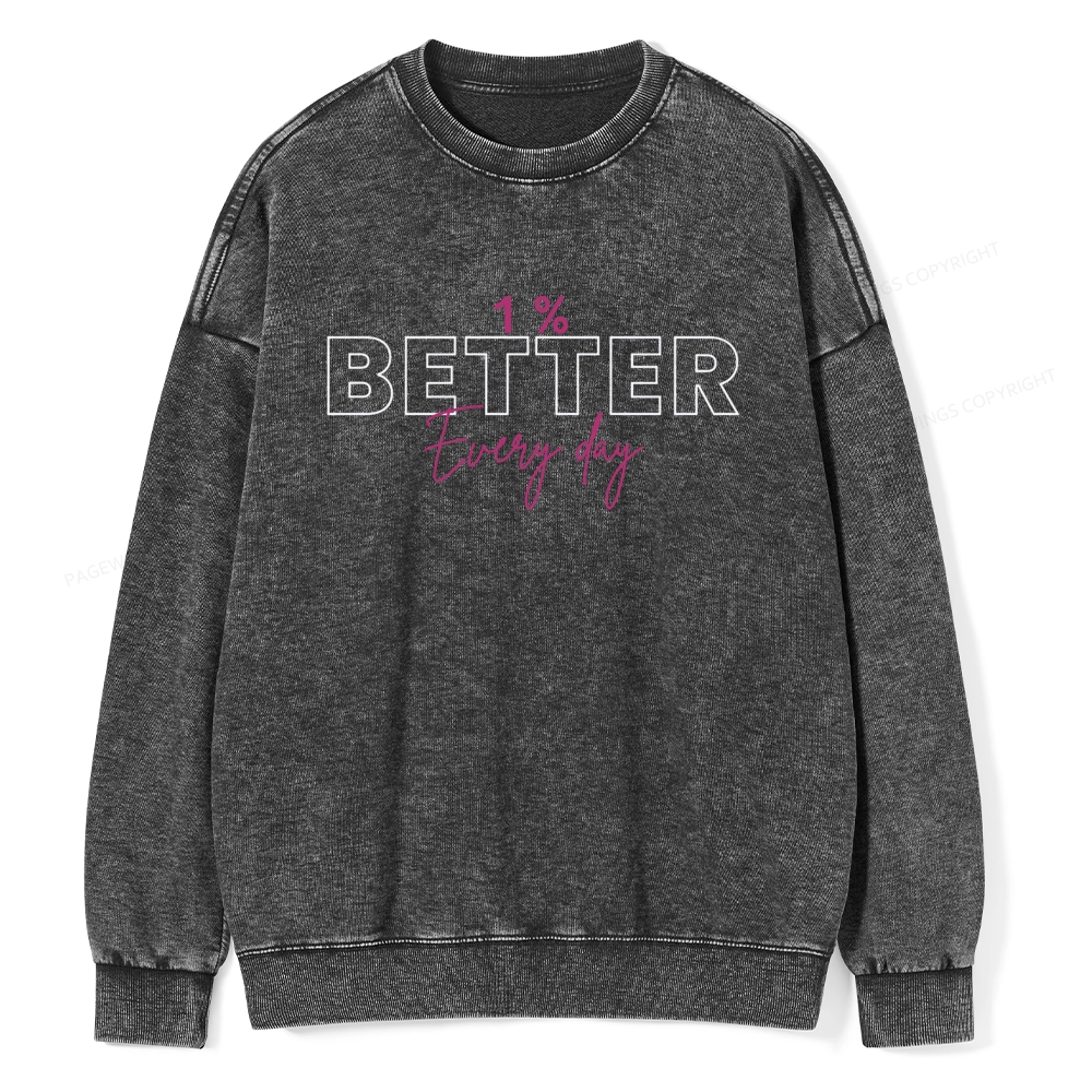 Pagewings 1% Better Every Day Unisex Washed Sweatshirt