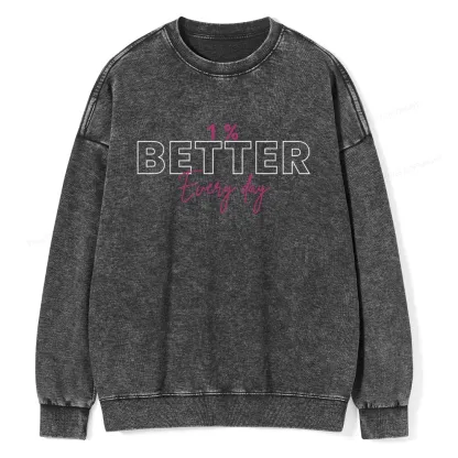 Pagewings 1% Better Every Day Unisex Washed Sweatshirt