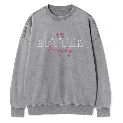 Pagewings 1% Better Every Day Unisex Washed Sweatshirt