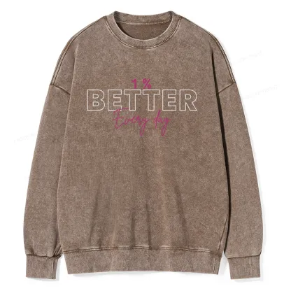 Pagewings 1% Better Every Day Unisex Washed Sweatshirt