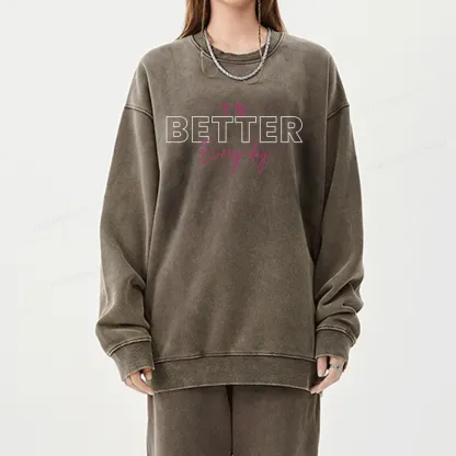 Pagewings 1% Better Every Day Unisex Washed Sweatshirt