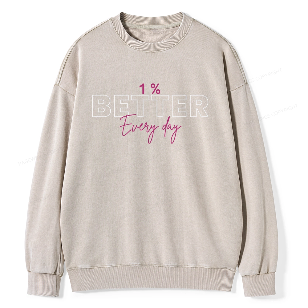 Pagewings 1% Better Every Day Unisex Washed Sweatshirt