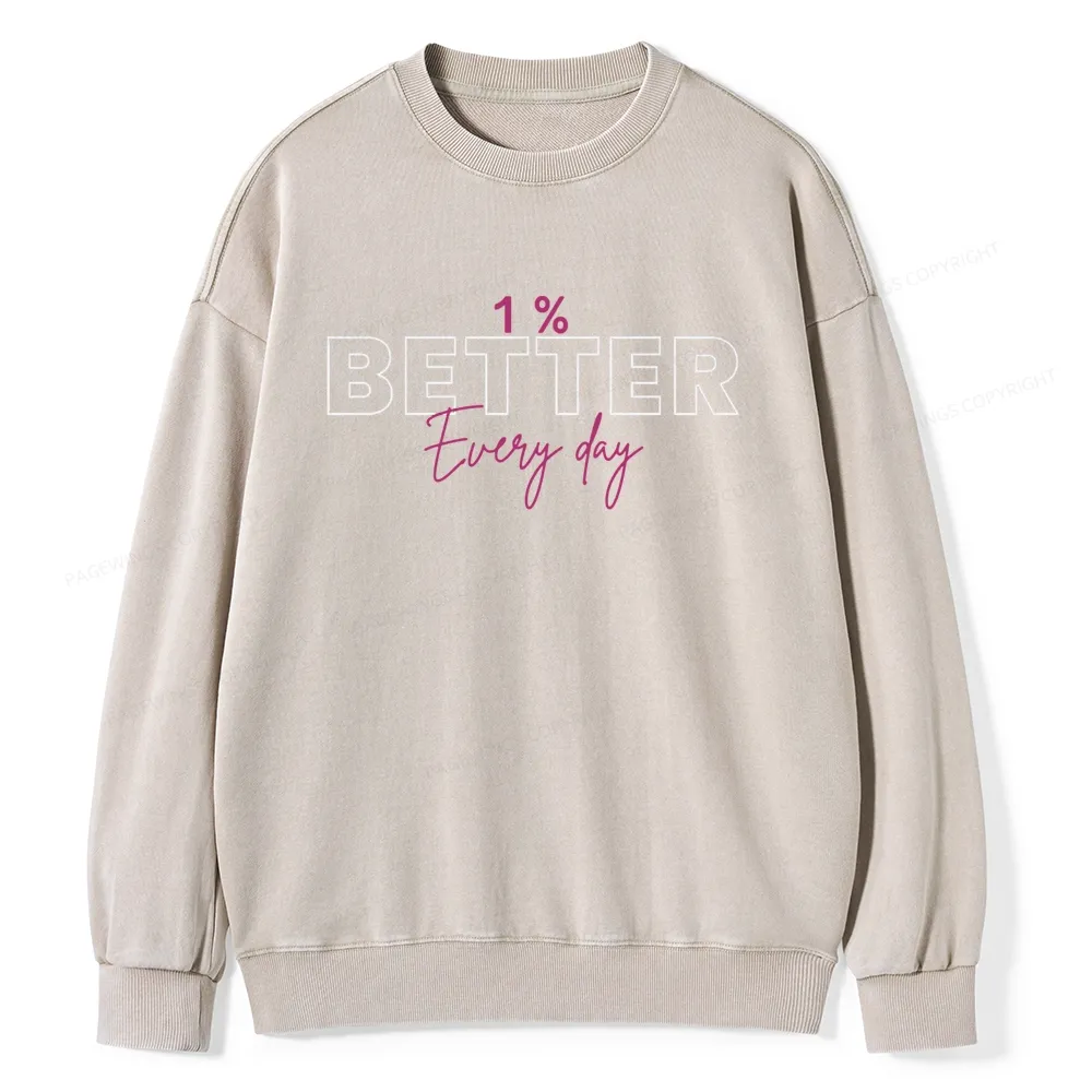 Pagewings 1% Better Every Day Unisex Washed Sweatshirt