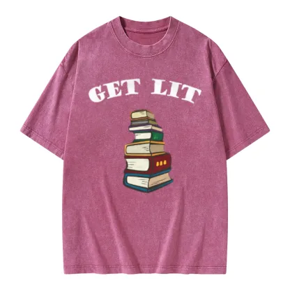 Pagewings Get Lit Unisex Washed T-shirt
