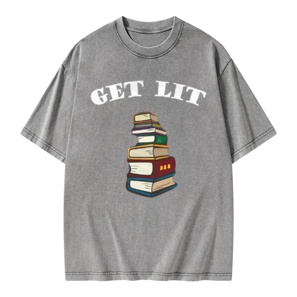 Pagewings Get Lit Unisex Washed T-shirt