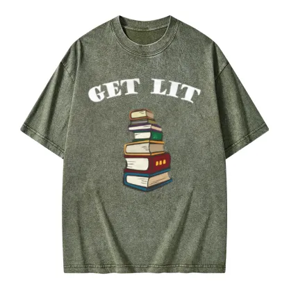 Pagewings Get Lit Unisex Washed T-shirt