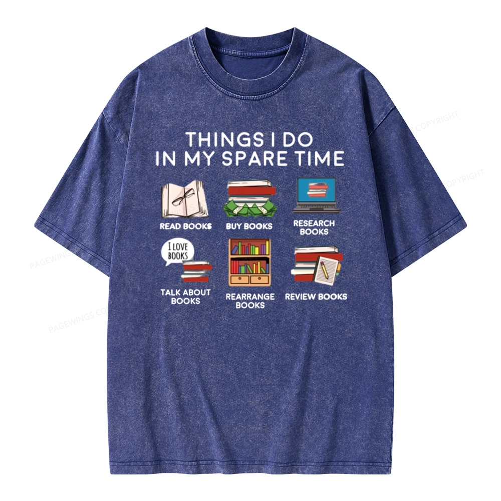 Pagewings Books Reading In My Spare Time Unisex Washed T-shirt