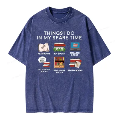 Pagewings Books Reading In My Spare Time Unisex Washed T-shirt