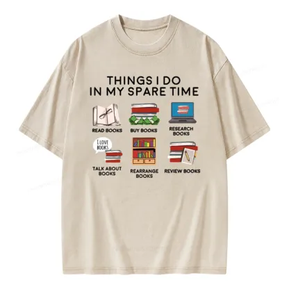 Pagewings Books Reading In My Spare Time Unisex Washed T-shirt