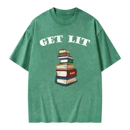 Pagewings Get Lit Unisex Washed T-shirt