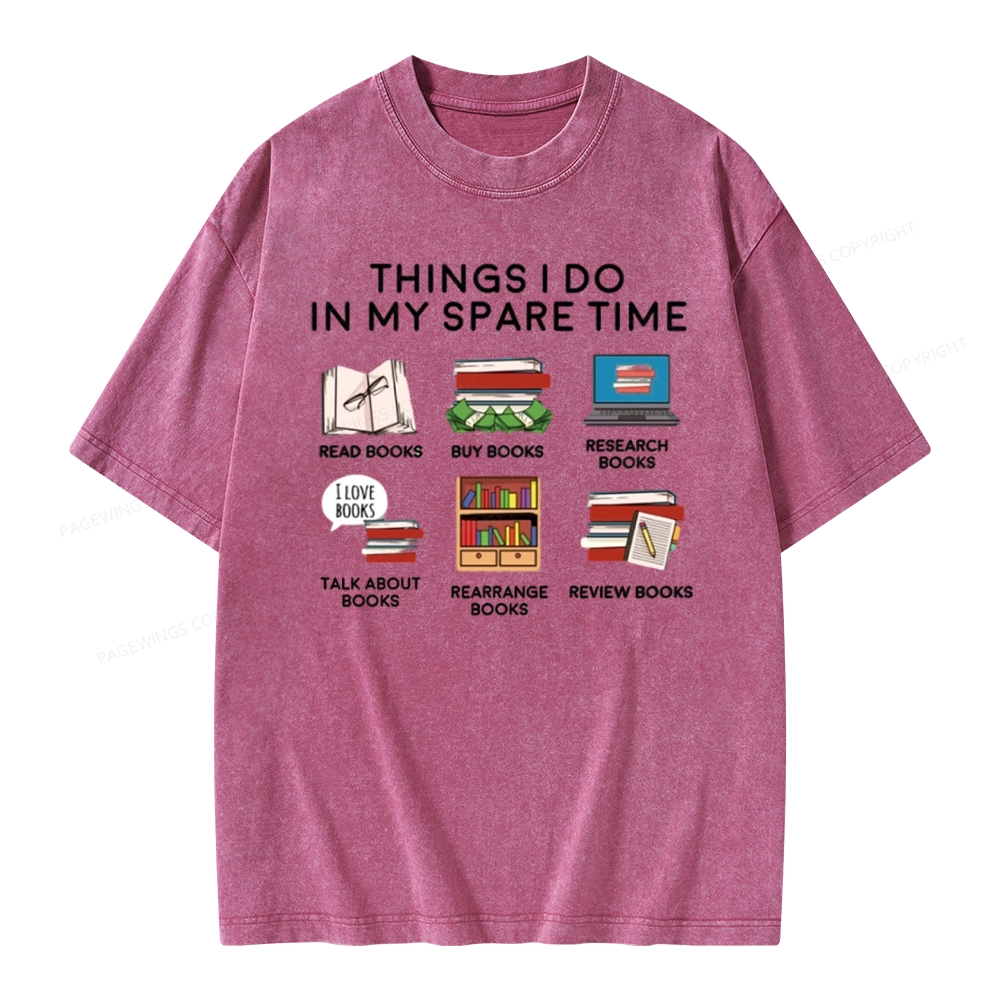 Pagewings Books Reading In My Spare Time Unisex Washed T-shirt