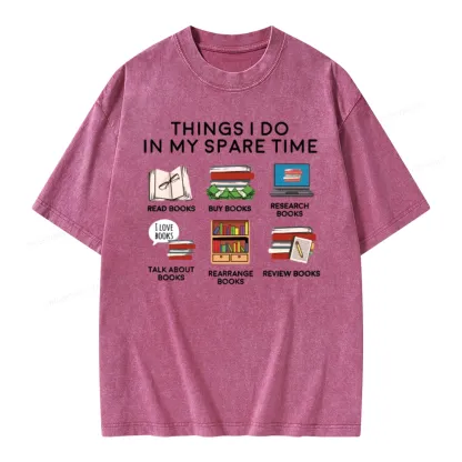 Pagewings Books Reading In My Spare Time Unisex Washed T-shirt