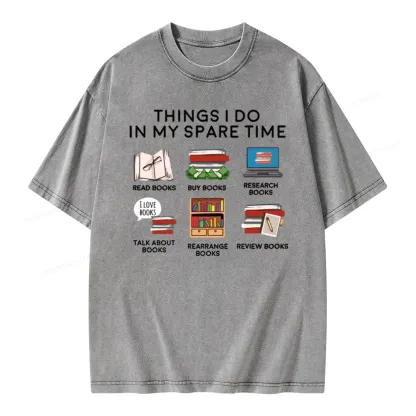 Pagewings Books Reading In My Spare Time Unisex Washed T-shirt