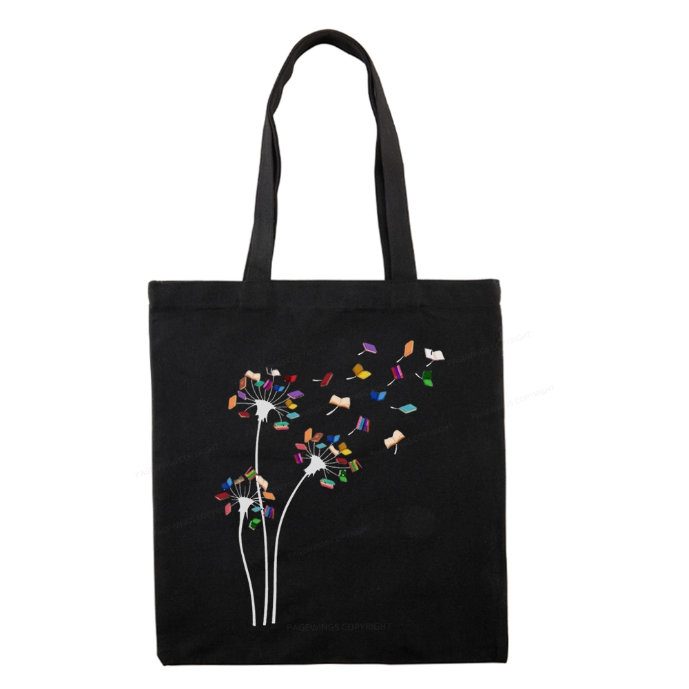 Pagewings Cute Dandelion Books Flower Fly Tote Bag