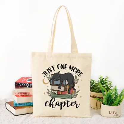 Pagewings Just One More Chapter Adorable Cat Tote Bag