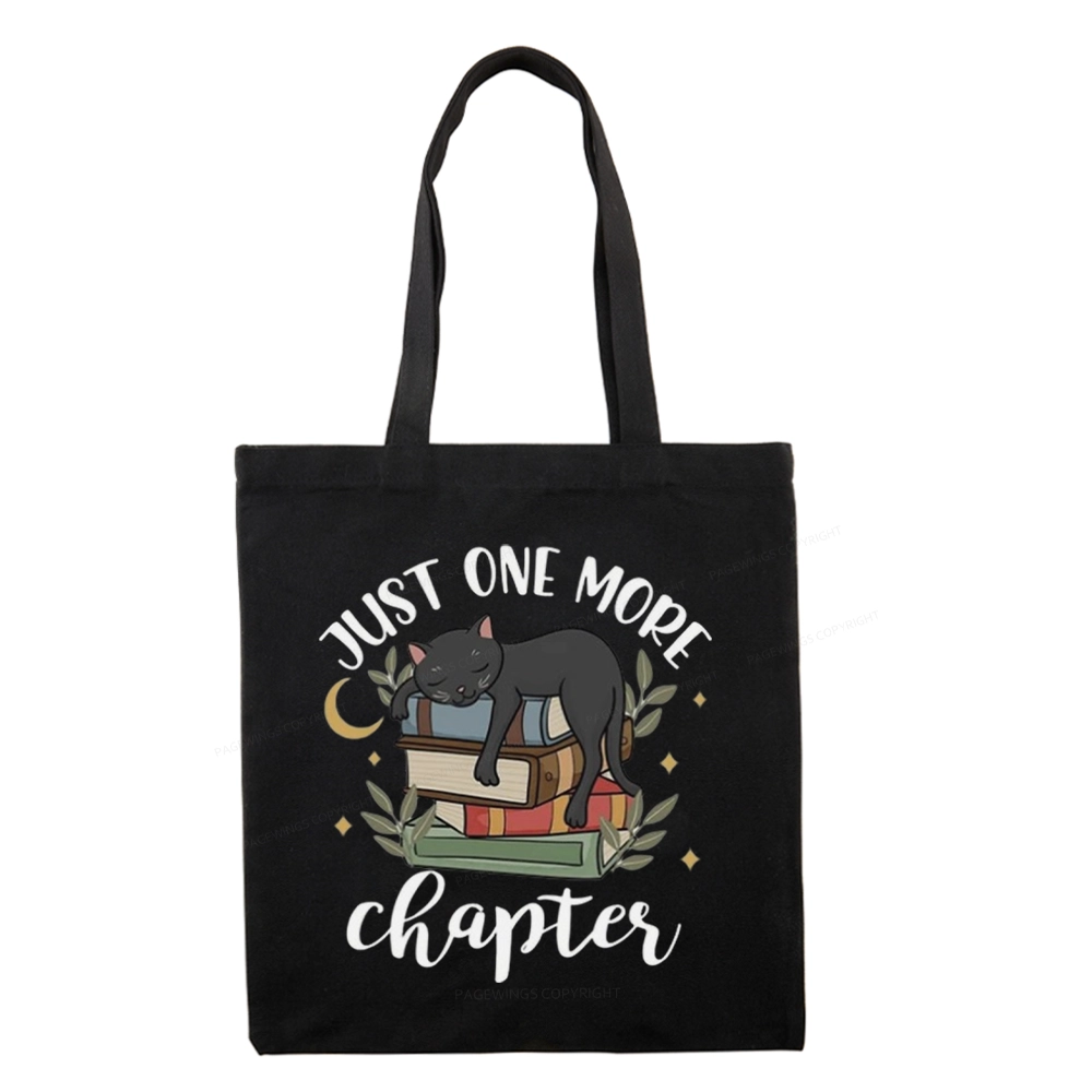 Pagewings Just One More Chapter Adorable Cat Tote Bag