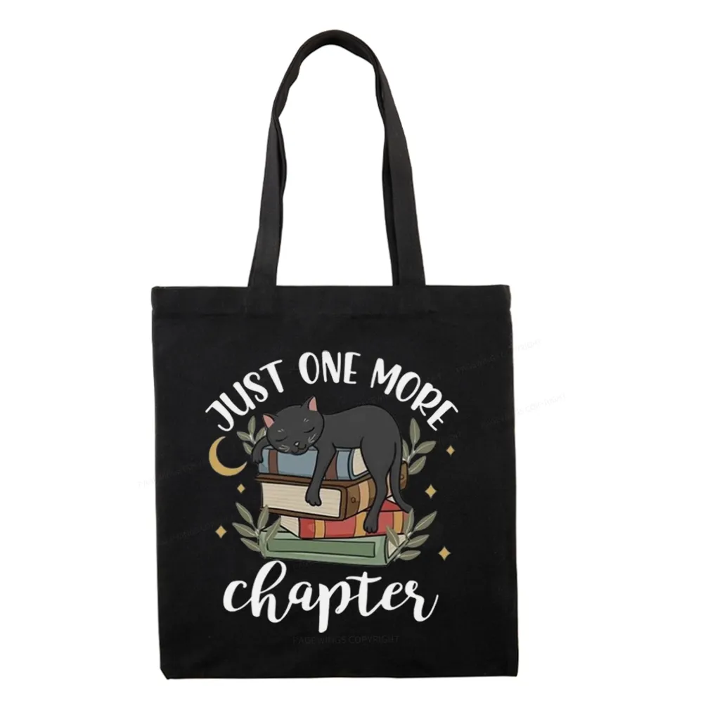 Pagewings Just One More Chapter Adorable Cat Tote Bag