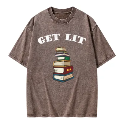 Pagewings Get Lit Unisex Washed T-shirt