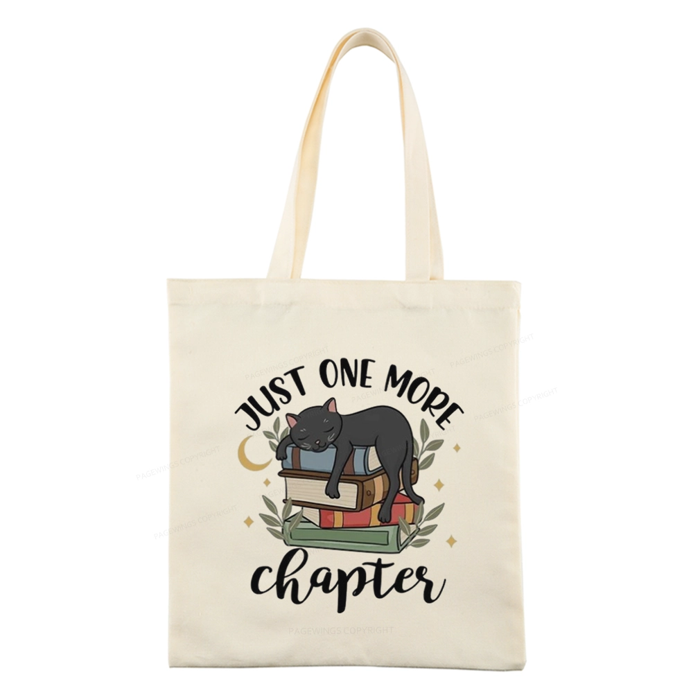 Pagewings Just One More Chapter Adorable Cat Tote Bag
