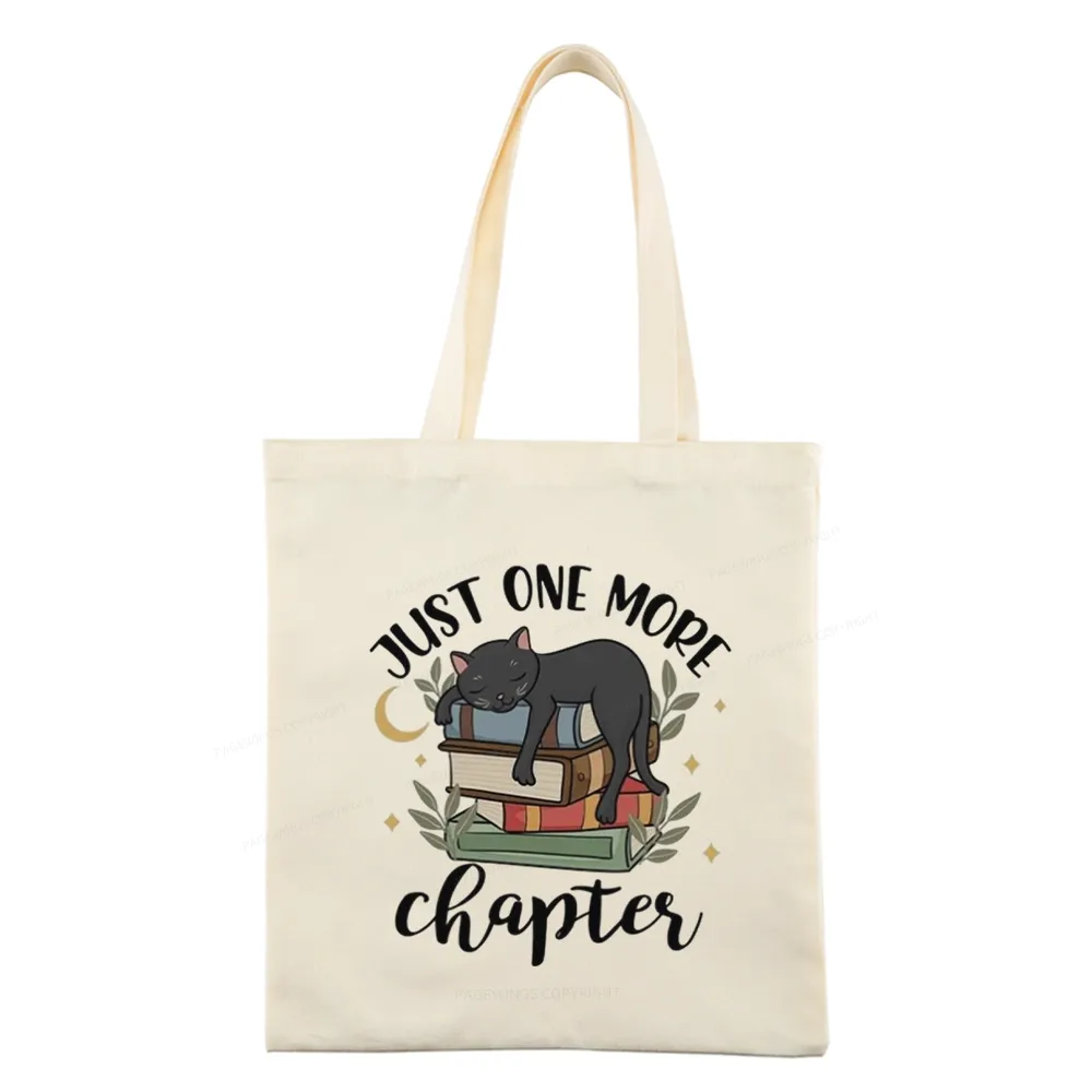 Pagewings Just One More Chapter Adorable Cat Tote Bag