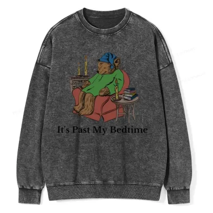 Pagewings It's Past My Bedtime Unisex Washed Sweatshirt