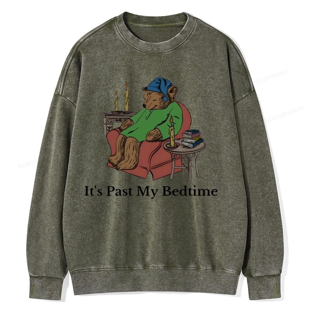 Pagewings It's Past My Bedtime Unisex Washed Sweatshirt