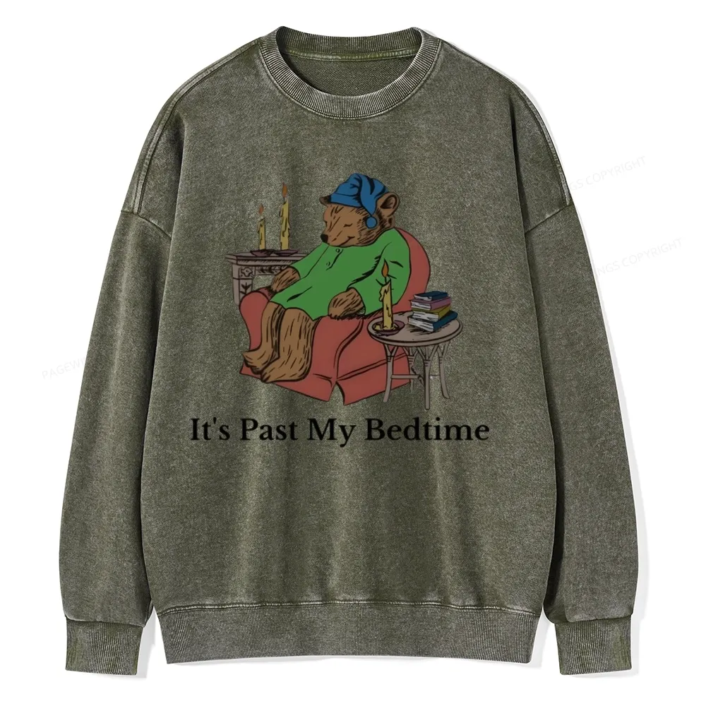 Pagewings It's Past My Bedtime Unisex Washed Sweatshirt