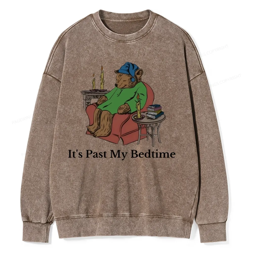 Pagewings It's Past My Bedtime Unisex Washed Sweatshirt