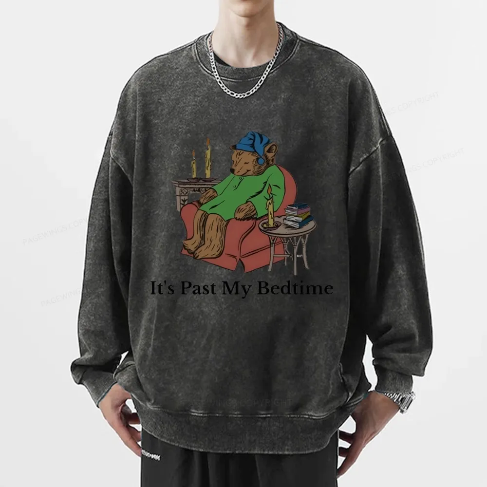 Pagewings It's Past My Bedtime Unisex Washed Sweatshirt