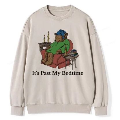 Pagewings It's Past My Bedtime Unisex Washed Sweatshirt