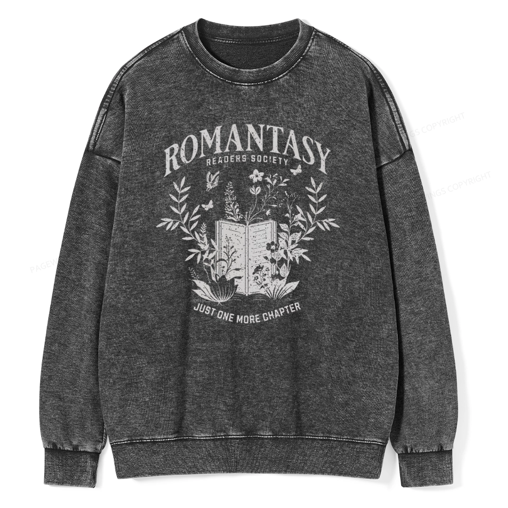 Pagewings Romantasy Readers Society Unisex Washed Sweatshirt