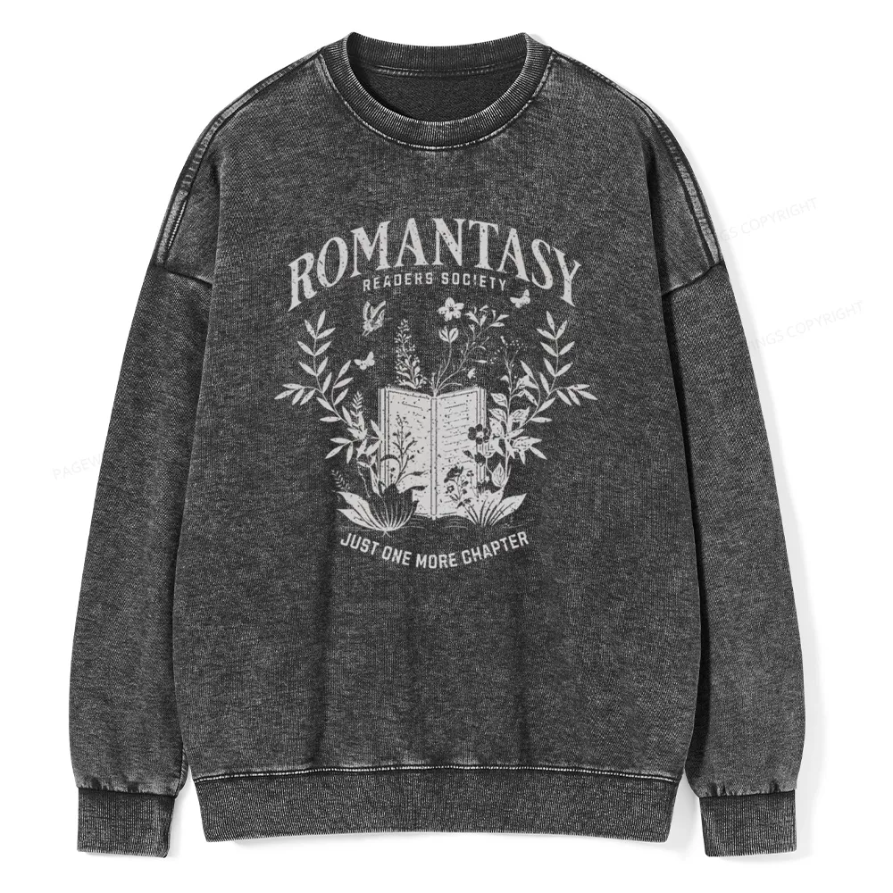 Pagewings Romantasy Readers Society Unisex Washed Sweatshirt
