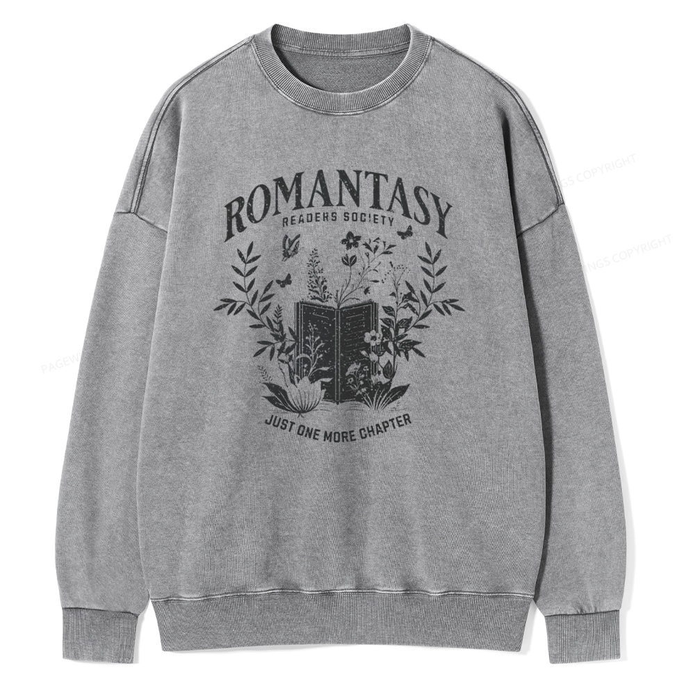 Pagewings Romantasy Readers Society Unisex Washed Sweatshirt