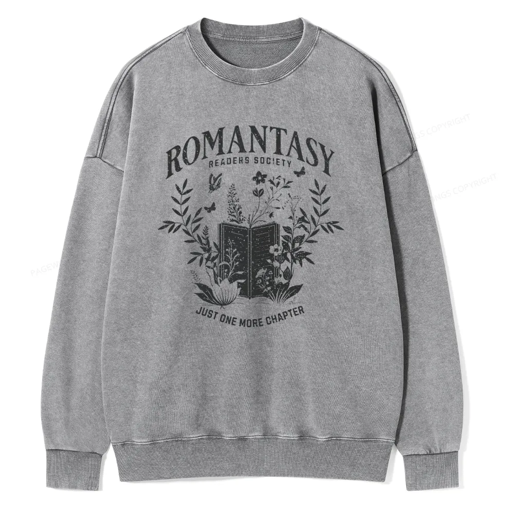 Pagewings Romantasy Readers Society Unisex Washed Sweatshirt