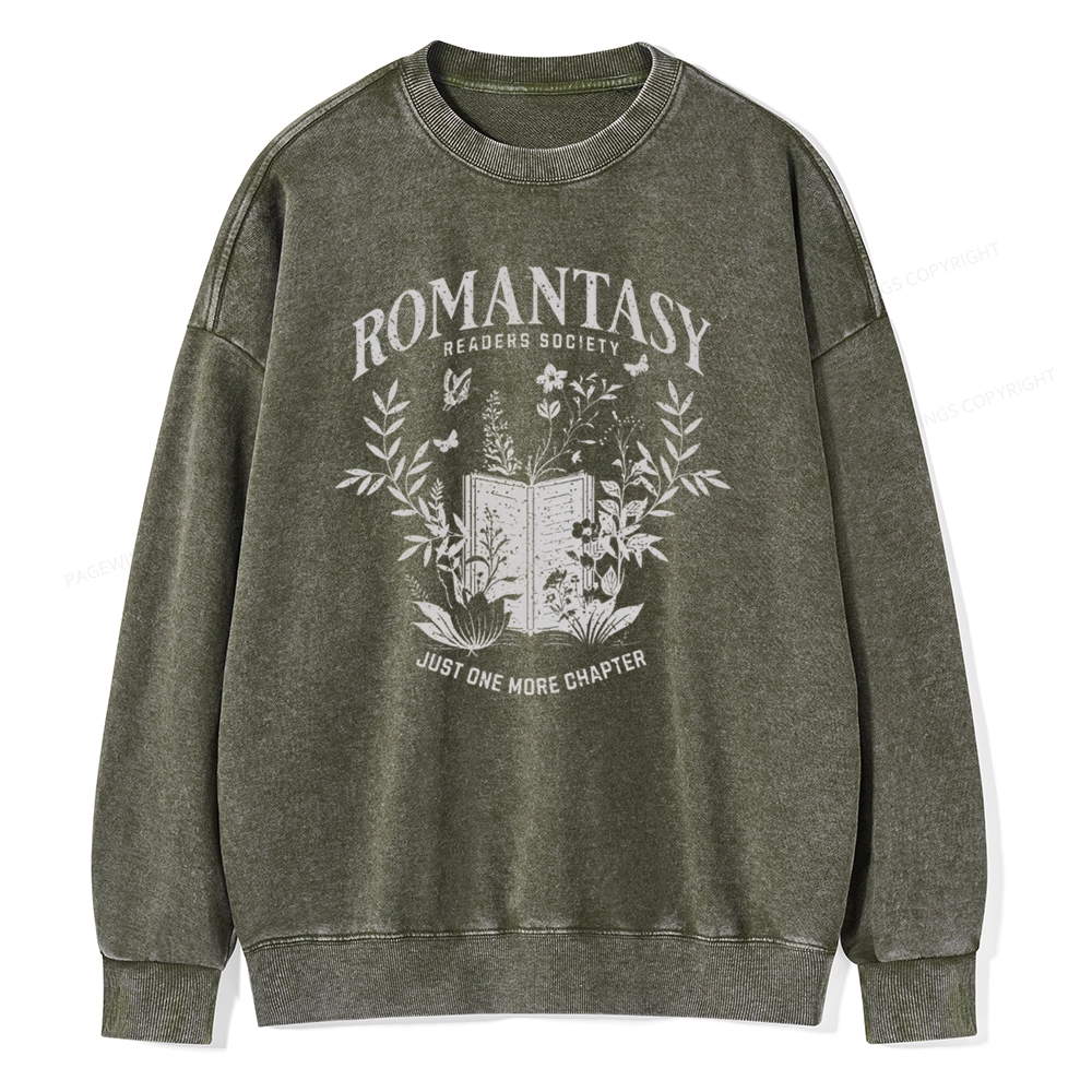 Pagewings Romantasy Readers Society Unisex Washed Sweatshirt
