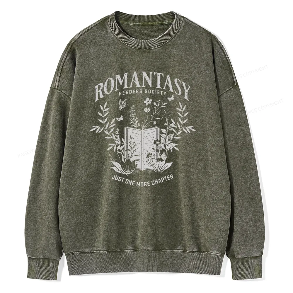 Pagewings Romantasy Readers Society Unisex Washed Sweatshirt