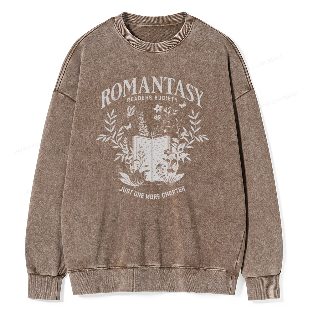 Pagewings Romantasy Readers Society Unisex Washed Sweatshirt