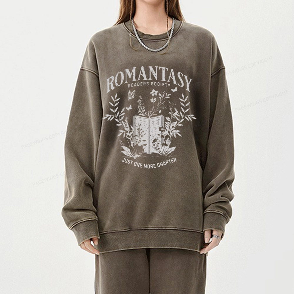 Pagewings Romantasy Readers Society Unisex Washed Sweatshirt