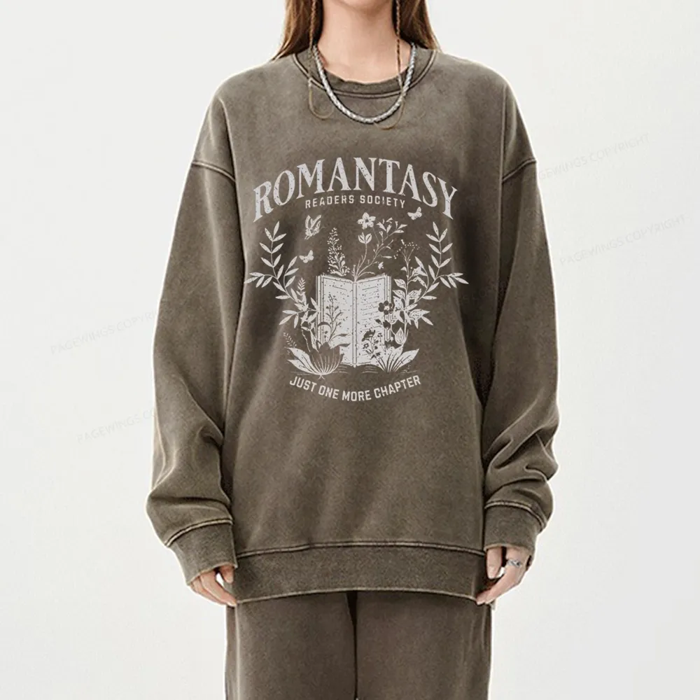 Pagewings Romantasy Readers Society Unisex Washed Sweatshirt