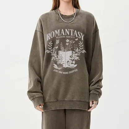 Pagewings Romantasy Readers Society Unisex Washed Sweatshirt