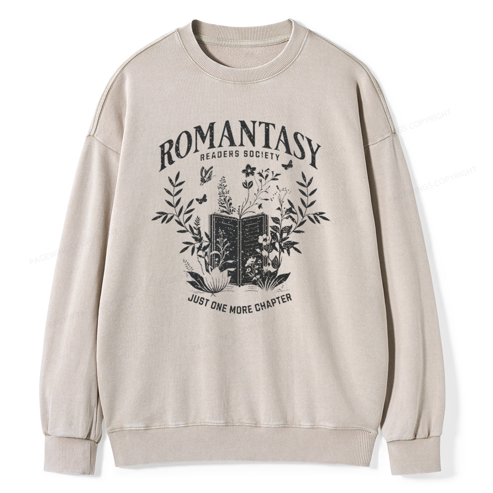 Pagewings Romantasy Readers Society Unisex Washed Sweatshirt