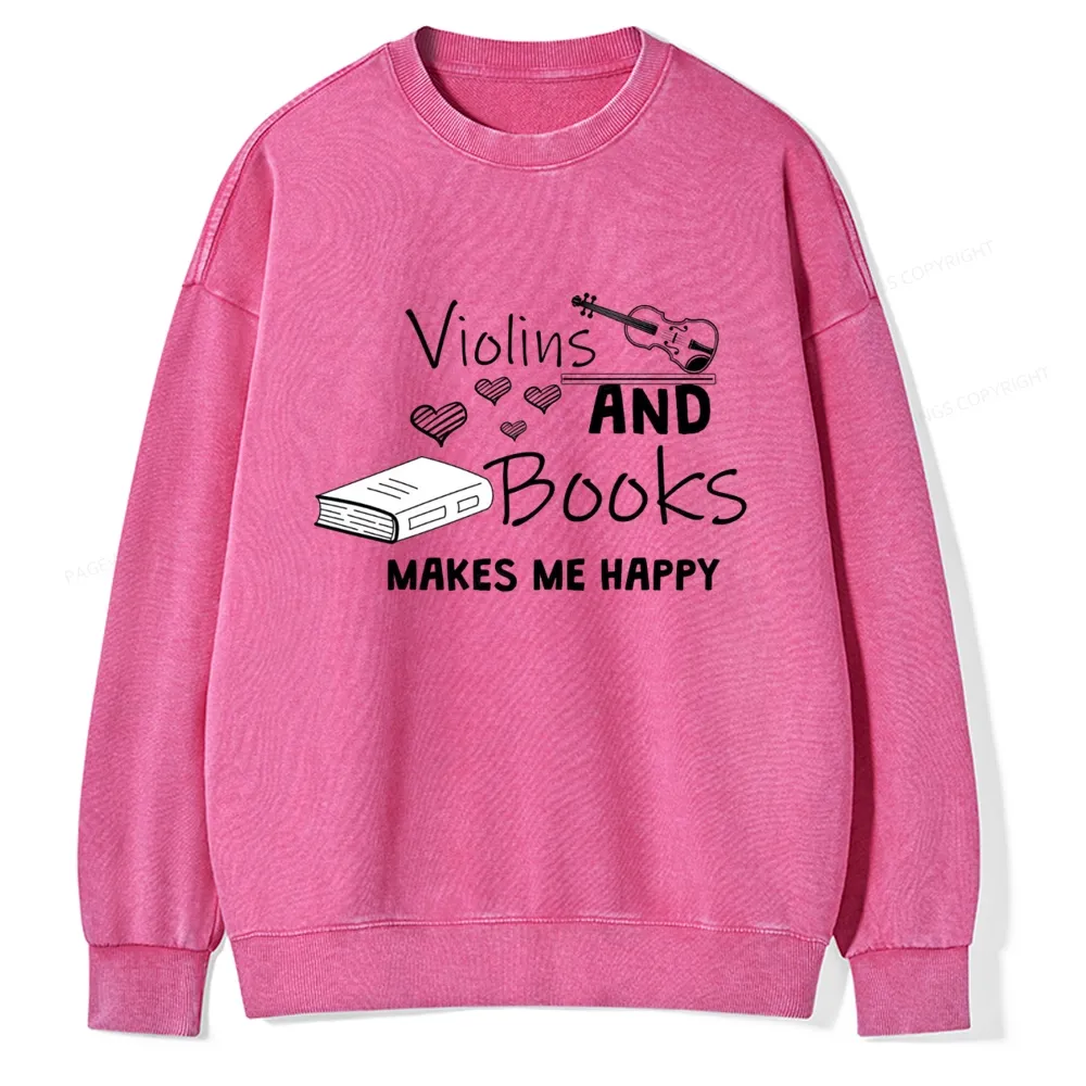 Pagewings Violin Player Unisex Washed Sweatshirt