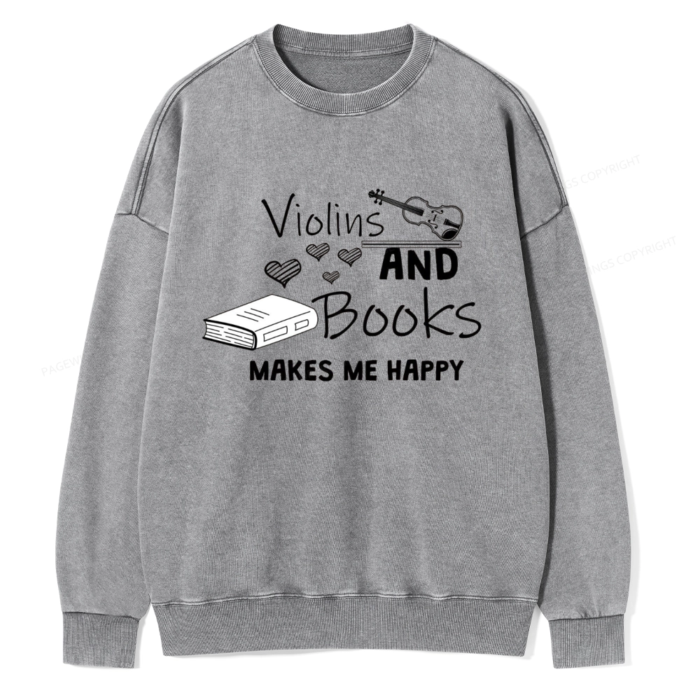 Pagewings Violin Player Unisex Washed Sweatshirt