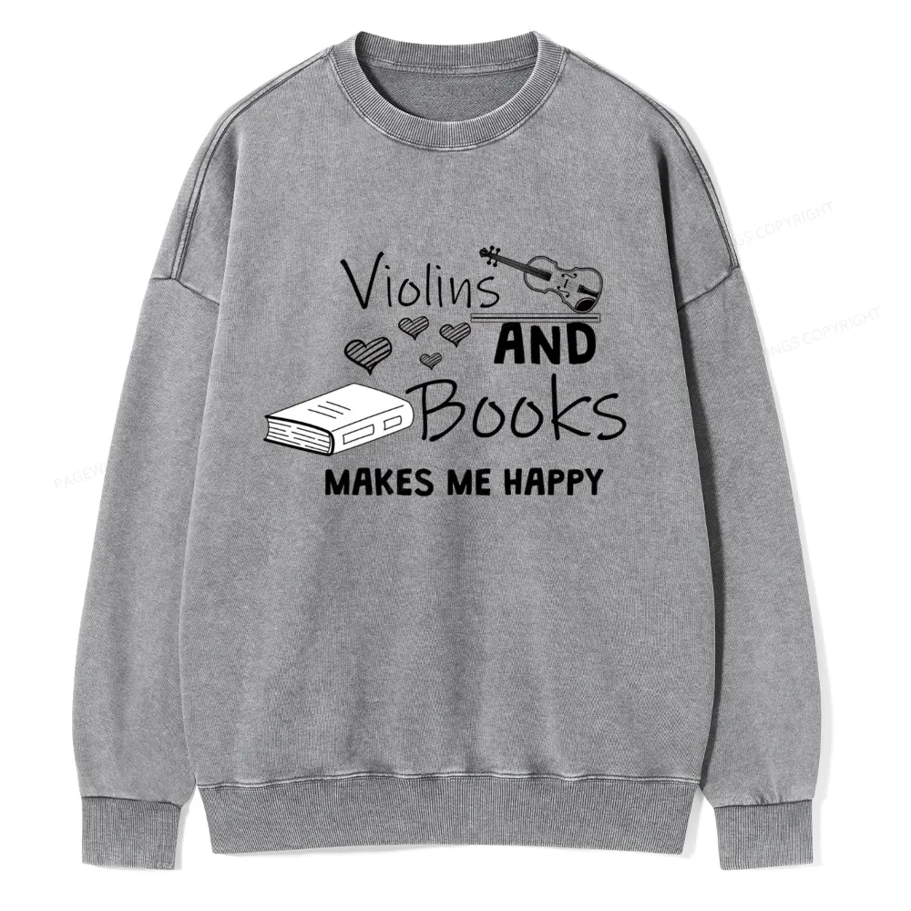 Pagewings Violin Player Unisex Washed Sweatshirt