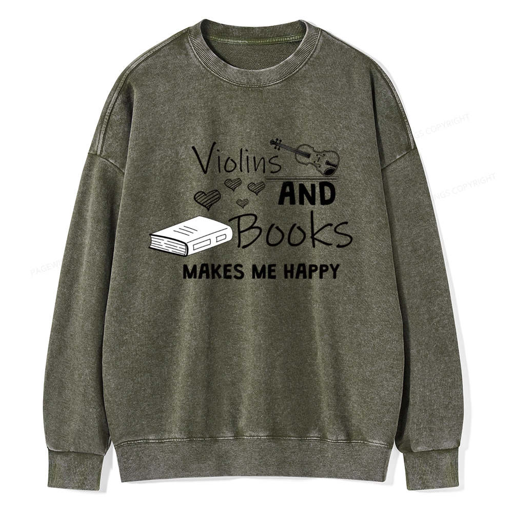Pagewings Violin Player Unisex Washed Sweatshirt