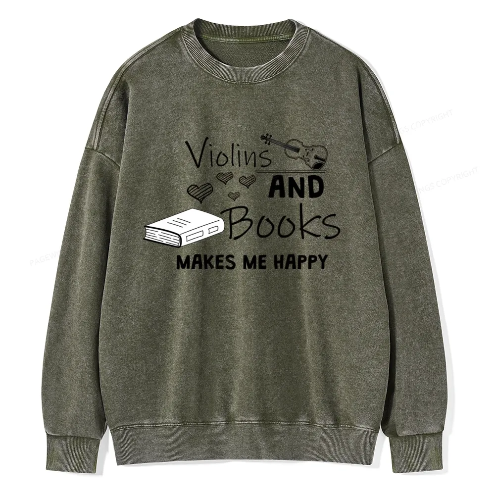 Pagewings Violin Player Unisex Washed Sweatshirt