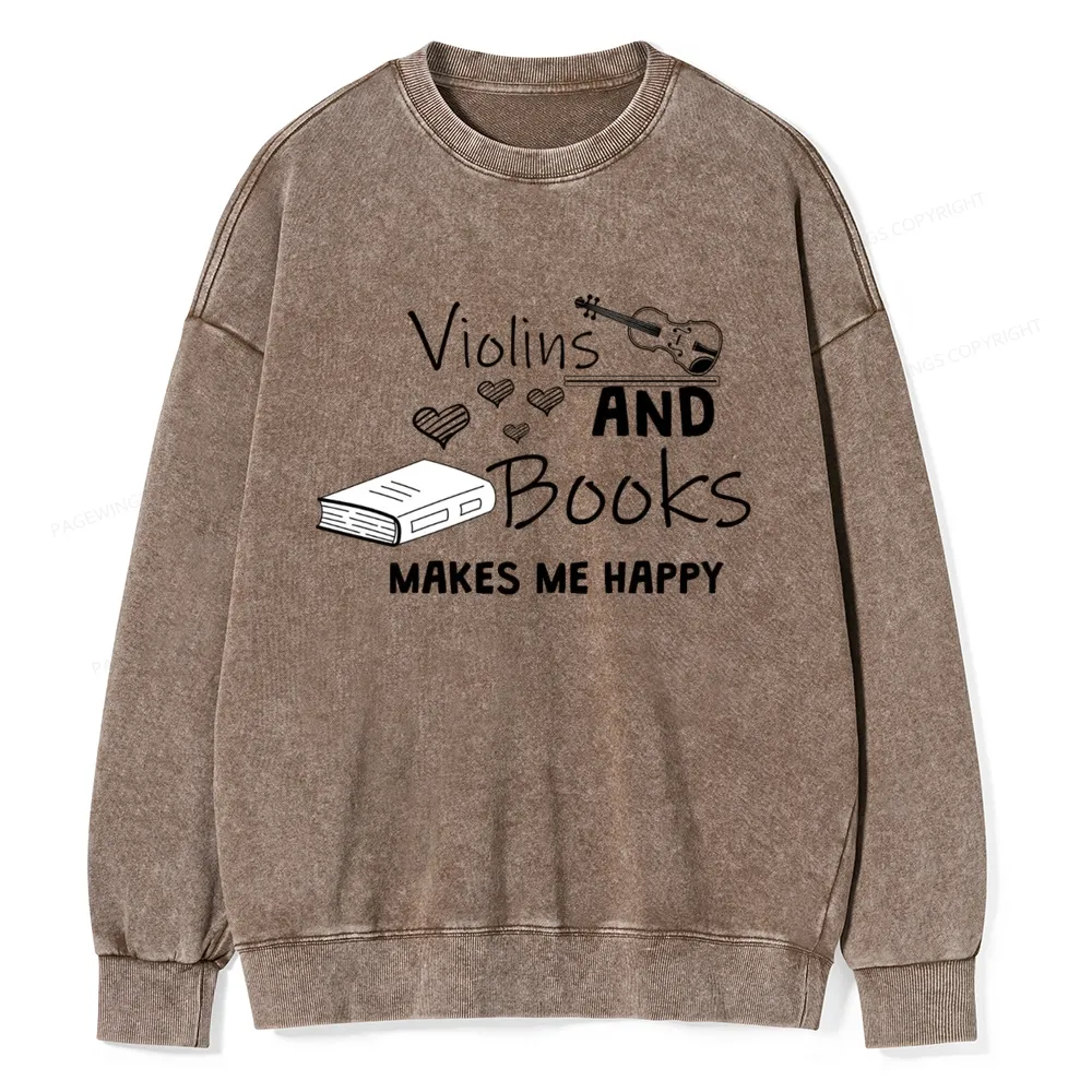 Pagewings Violin Player Unisex Washed Sweatshirt