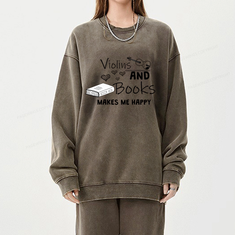 Pagewings Violin Player Unisex Washed Sweatshirt