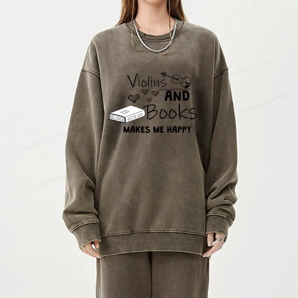 Pagewings Violin Player Unisex Washed Sweatshirt